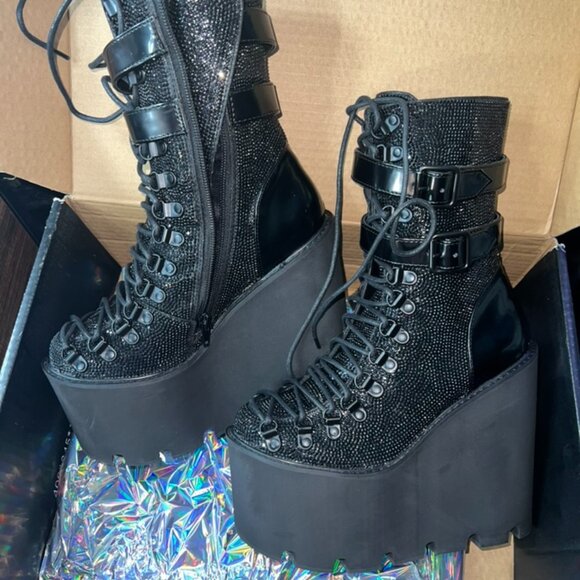 Midnight Rhinestone Traitor Boots - US Size 6 & 7 - NEW IN BOX - Picture 11 of 14